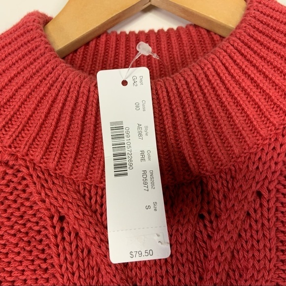 J Crew Womens Cable-knit Mock Neck Sweater Small Pink Chunky Long Sleeve AE987 - Picture 5 of 6